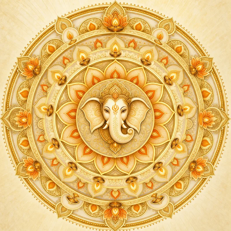 Om Gam Ganapataye Namaha — sacred mandala artwork