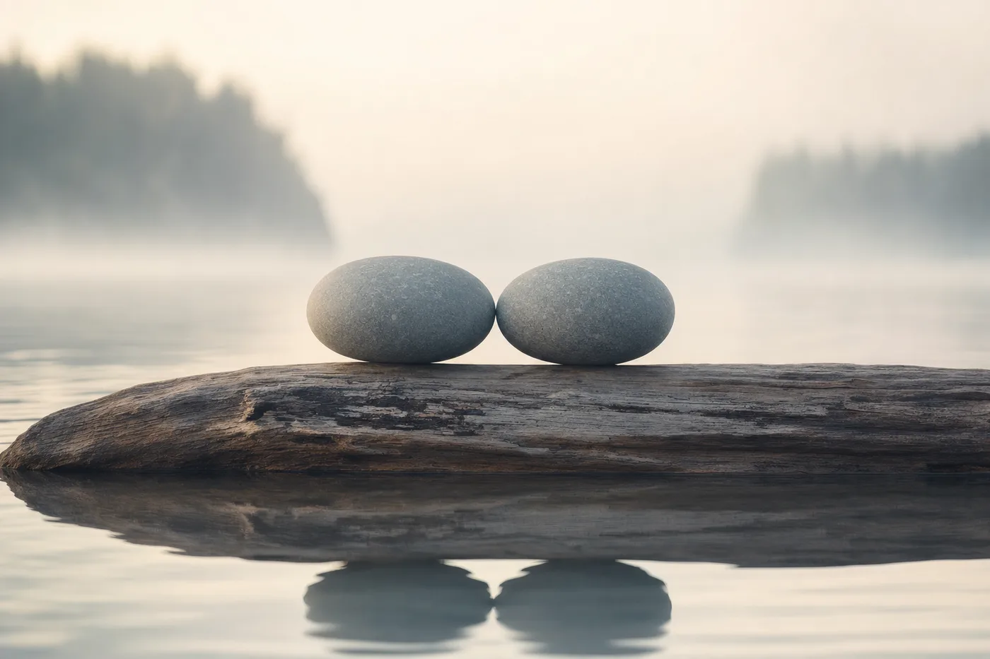 Two smooth stones side by side — left and right in harmony